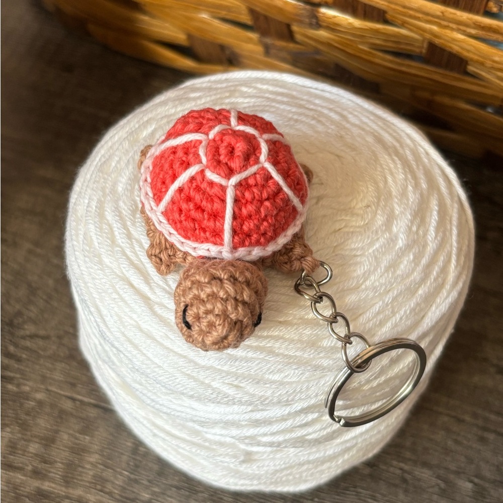 NEW Handcrafted Crochet Pink Turtle Keychain - Picture 5 of 5